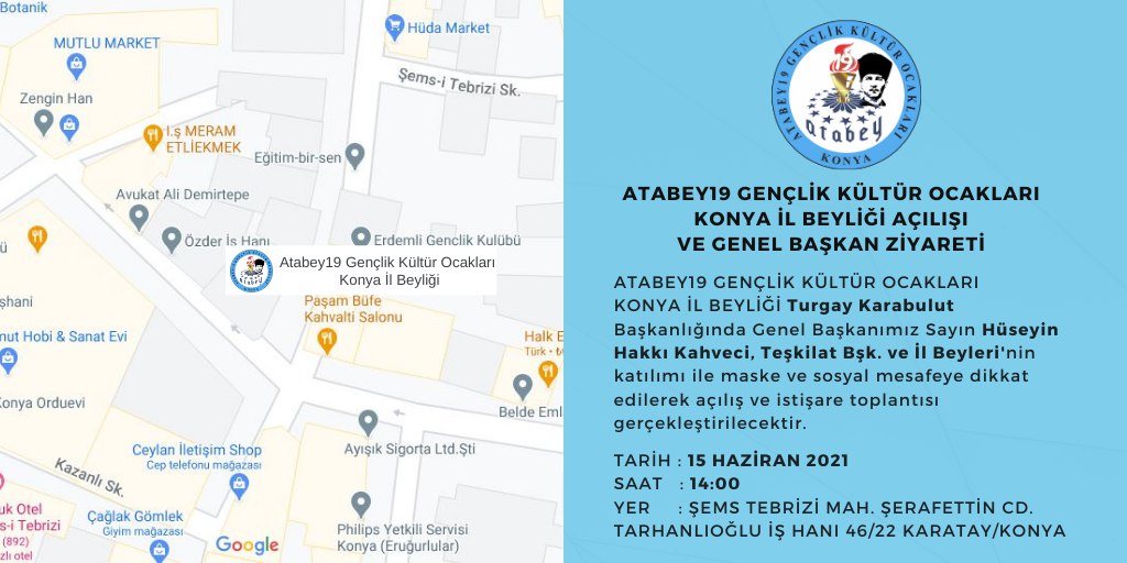 Atabey19 Gençlik Kültür Ocakları Konya İl Beyliği Açılışı ve Genel Başkan Ziyareti